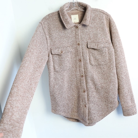 Thread & Supply Comfort Fleece Shirt Jacket Brown Shacket Cozy Knit thick S new - Picture 8 of 11